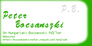 peter bocsanszki business card